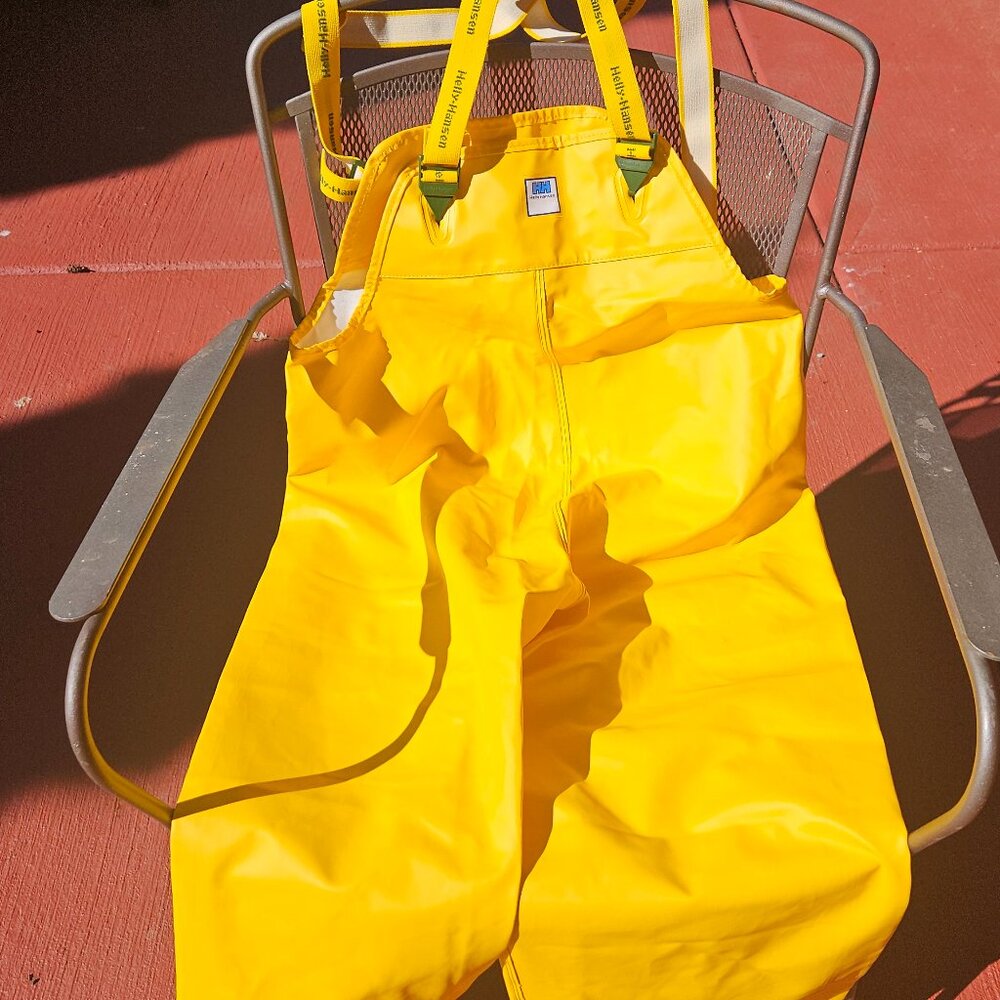 New Yellow Helly Hansen Waterproof Rain Bib, Women Small, Professional Fishermen
